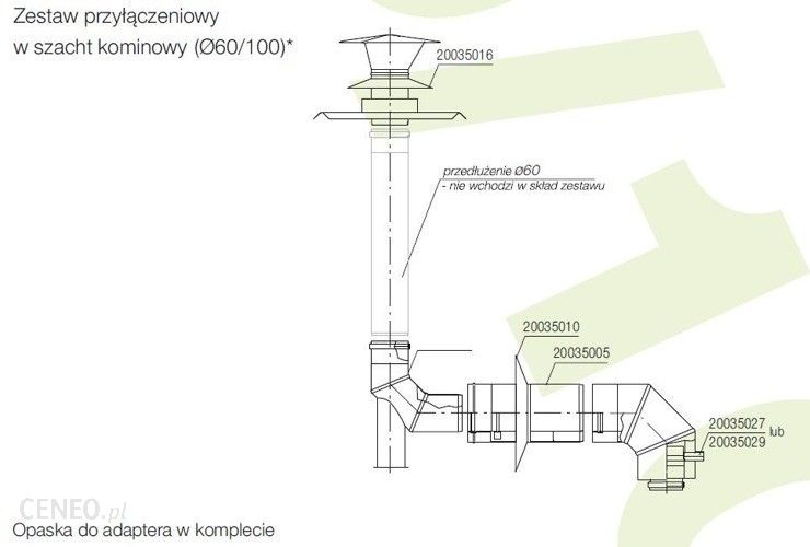 Beretta zestaw przyłączeniowy w szacht kominowy (O60/100) kotły kondensacyjne 27006333