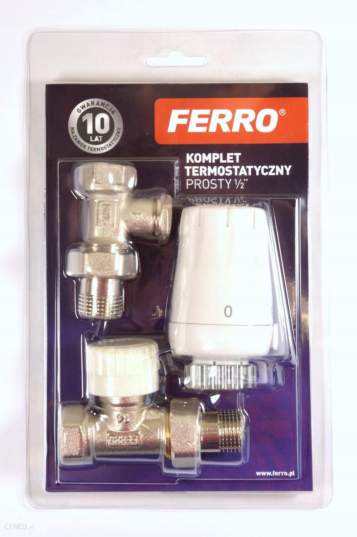 Ferro Zestaw termostatyczny prosty z głowicą GT11 i zaworem powrotnym (ZTM07)